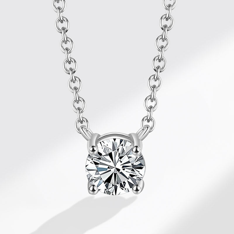 925 Sterling Silver Necklace 14K Gold Plated 1 Karat Four-claw Single Diamond Super Shiny Elegant Japanese And Korean Light Luxury Clavicle Chain Necklace