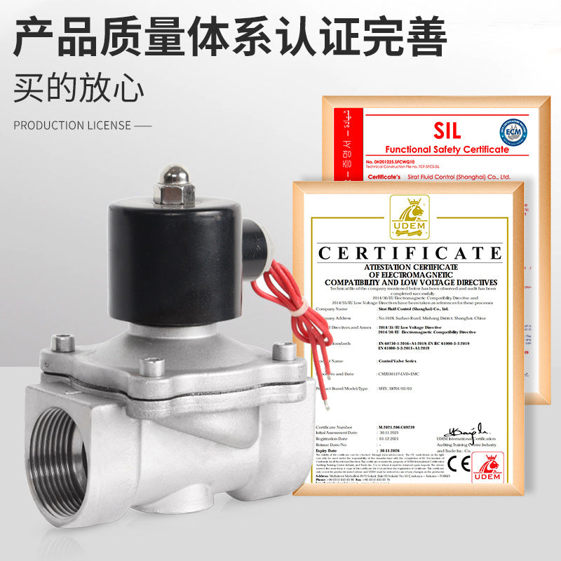 2W Stainless Steel 304 Solenoid Valve Water Valve 220V Electromagnetic Switch Valve Normally Open And Normally Closed Waterway Pipe Control DC24V