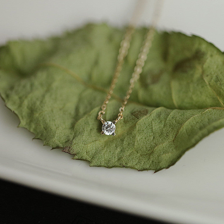 925 Sterling Silver 14k Gold Plated Solitaire Necklace
