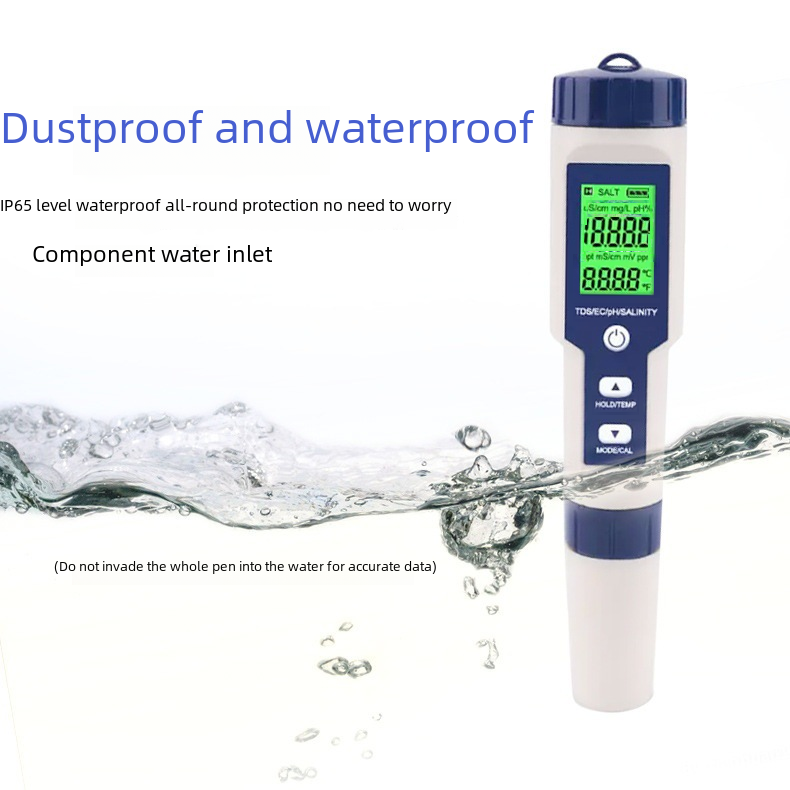 Five-in-one Water Quality Detector 9909 Multi-function Pen Ph Acid Meter Salinity Meter Tds Water Quality Detection Pen